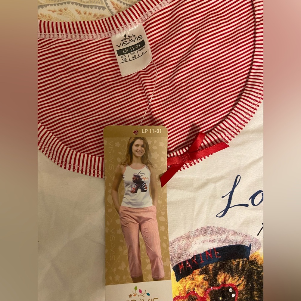 NWT Red and White Women's Pajama Set Size M/L